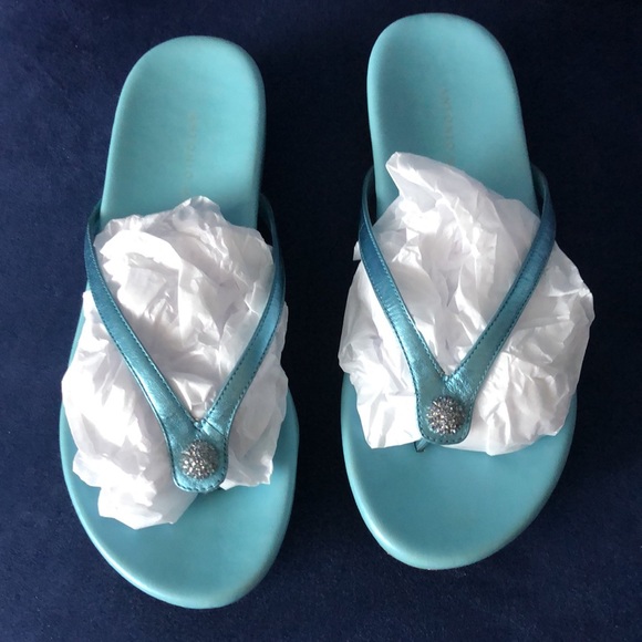 Metallic Blue Flip Flops with Rhinestone 8M - Picture 16 of 16